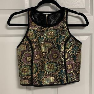 Urban Outfitters Metallic Floral Brocade Crop Top